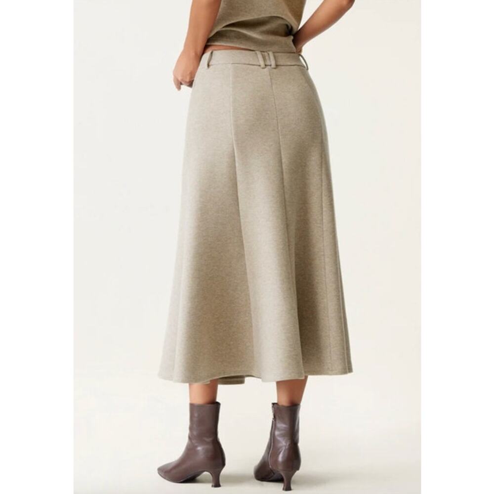 OGL Skirt Size XL NEW FuzzLuxe High Waisted Umbrella Hem Midi Skirt Cream - Picture 2 of 13